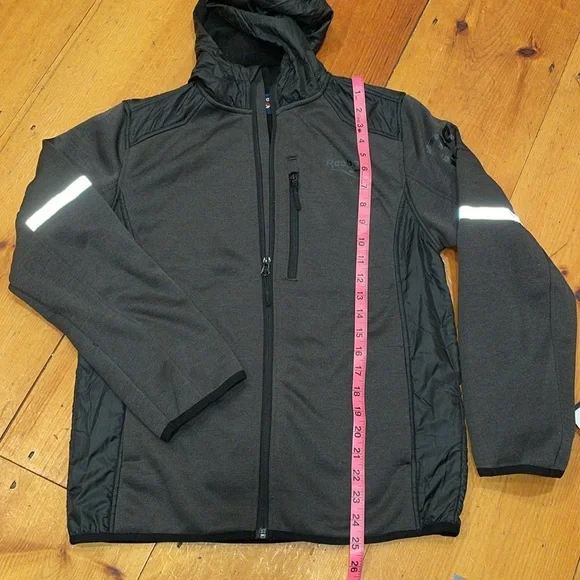 Reebok Jacket Hooded Coat Front Zip Fleece lined Gray & Black Boys 10/12 - Picture 11 of 14
